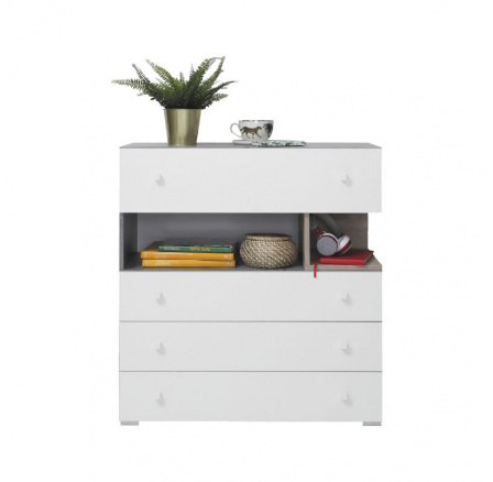 SIGMA komód - SI11, Fehér Lux + Beton + Tölgy