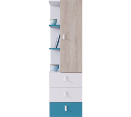 PLANET- PL7 polc, fehér lux+tölgy+kék