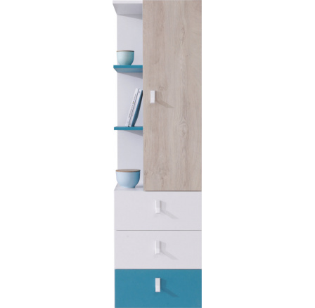 PLANET- PL7 polc, fehér lux+tölgy+kék