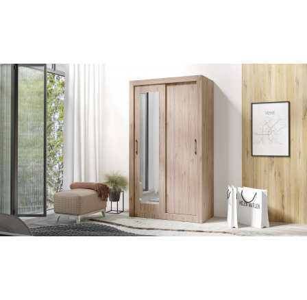 IN BOX 120 gardróbszekrény tükörrel, Estana tölgy