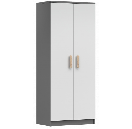 2D SMYK II - 06 Gardróbszekrény, Szürke/Fehér/Sonoma