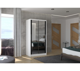 Tolóajtós szekrény tükörrel NEVIO 100 Fehér+Fekete