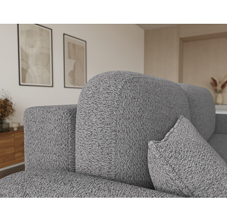 Bawal corner sofa with sleeping function and storage compartment, grey bouclé, left-hand side Royal 04 188x100 Left 1 Bawal corner sofa with sleeping function and storage compartment, grey bouclé, left-hand side Royal 04 188x100 Left 1