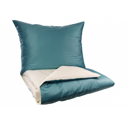 Prodloužené povlečení Satén UNI DUO 140x220, 70x90cm petrol/smetanová