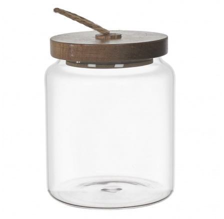 Üvegedény akácfa fedéllel, 13 cm