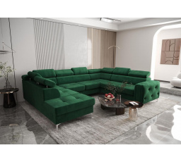 NAROŻNIK ORION MAX I Z FUNKCJĄ SPANIA 225X350X255 CM - Odcienie zieleni , prawa