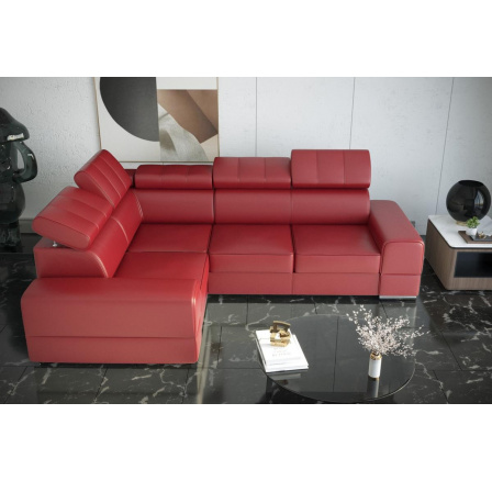 NAROŻNIK ROYAL II 280×210 SKÓRA NATURALNA - lewa , Skóra czerwona