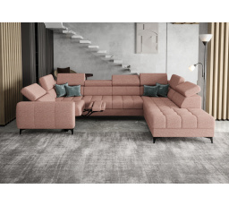 NAROŻNIK ROZKŁADANY PORTO MAX I RELAX 225X350X193 CM - prawa , Odcienie różu