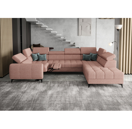 NAROŻNIK ROZKŁADANY PORTO MAX I RELAX 225X350X193 CM - prawa , Odcienie różu