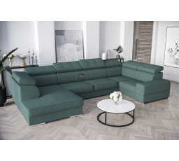 NAROŻNIK ROYAL MAX I 210x375x185 - prawa , Odcienie zieleni morskiej