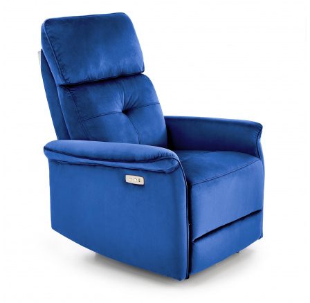 SEMIR dönthető fotel USB-vel, Sötétkék