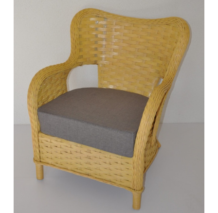 Ratanové křeslo Tokyo medové polstr šedý melír