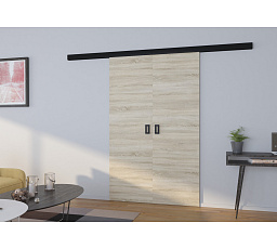 Kétszárnyú tolóajtó falra TOPPO 140 Sonoma+Fekete