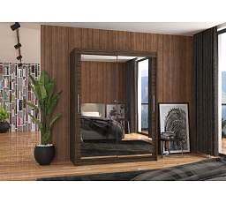 Tolóajtós szekrény tükörrel PERMO 150 Choco+Choco