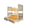 Háromszemélyes emeletes ágy matracokkal SORIA Pine+Gray