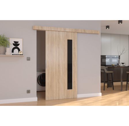 Tolóajtó a falra GELA 76 Sonoma+Fekete Lacobel