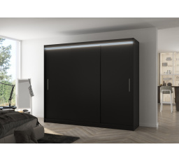 Tolóajtós szekrény LED világítással ANTOS 250 Fekete+Fekete