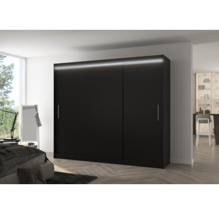 Tolóajtós szekrény LED világítással ANTOS 250 Fekete+Fekete