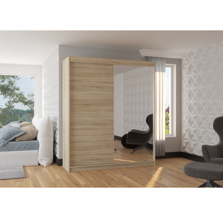 Tolóajtós szekrény tükörrel VIKI 180 Sonoma+Sonoma