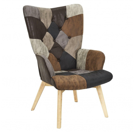 Helsinki füles fotel barna patchwork