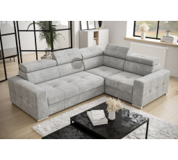 NAROŻNIK Z FUNKCJĄ SPANIA MARGO II 270X197 - prawa , Odcienie szarości