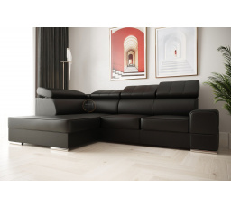 NAROŻNIK ROYAL I 260×185 SKÓRA NATURALNA - lewa , Skóra czarna