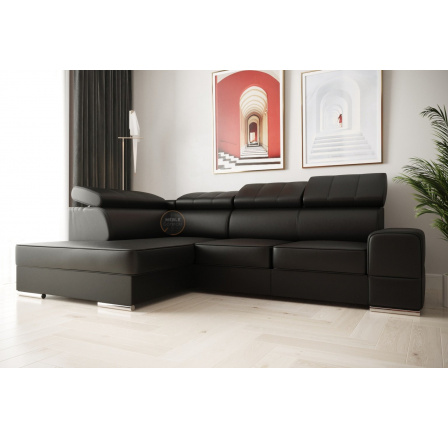 NAROŻNIK ROYAL I 260×185 SKÓRA NATURALNA - lewa , Skóra czarna