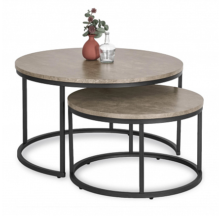 Zestaw Stolików ROCKY MAX Beton/Czarny