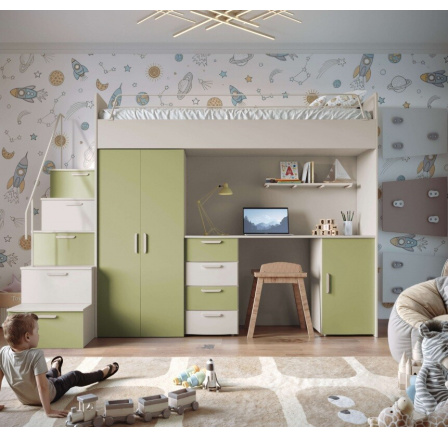 Patrová postel PARADISE 4S Kašmír Zelená Oliva mat