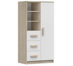 Polc 80 3S1D SMYK III - 05, Sonoma Tölgy/Fehér/Fehér