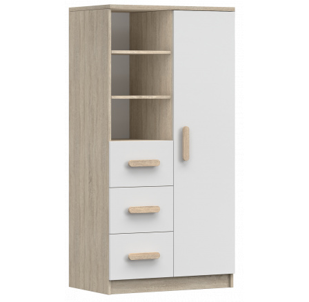 Polc 80 3S1D SMYK III - 05, Sonoma Tölgy/Fehér/Fehér