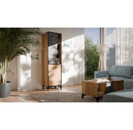 OVO 2D polc, sötét beton/ régi tölgy