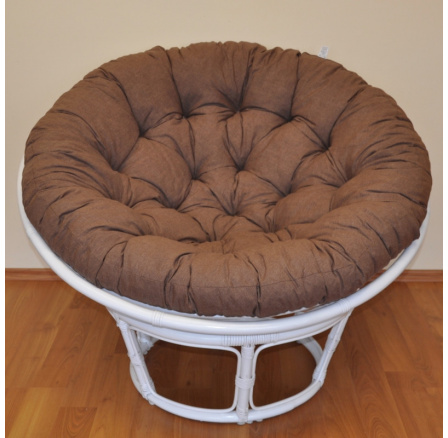 Ratanový papasan 100 cm bílý, polstr hnědý melír Ratanový papasan 100 cm bílý, polstr hnědý melír