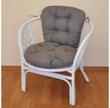 Ratanové křeslo Bahama bílé polstr šedý melír