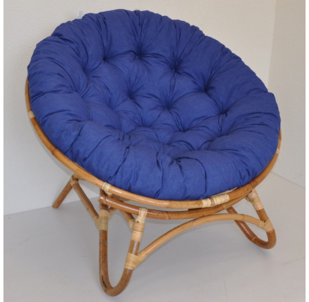 Dewata rattan fotel, kék melírozott párnával Dewata rattan fotel, kék melírozott párnával