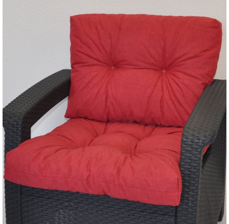 Polstr na křeslo z umělého ratanu - látka vínový melír