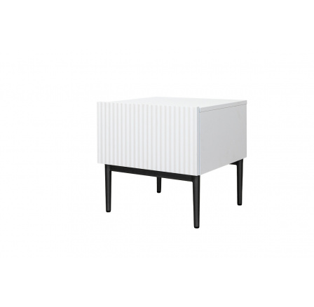 Sada nočních stolků Nicole 2 ks, bílý mat / černé nožky