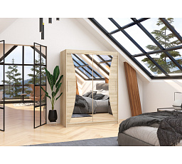 Tolóajtós szekrény tükörrel MAX 150 Sonoma+Sonoma