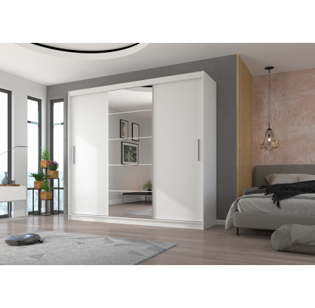 Tolóajtós szekrény tükörrel ERWIN 235 Fehér+Fehér