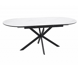 GASTON 140 étkezőasztal, Fehér kerámia / Fekete