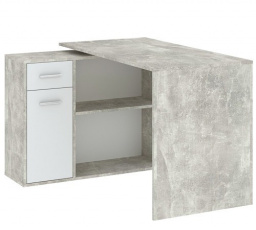 NASH 1D1S íróasztal, Beton/Fehér