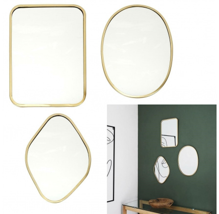 3 darabos Arcilla dekoratív tükör szett arany