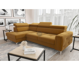 NAROŻNIK Z FUNKCJĄ SPANIA ORION 165X255 - Odcienie żółtego , lewa