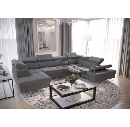 NAROŻNIK GALAXY MAX II RELAX Z FUNKCJĄ SPANIA 215x350x170 - Odcienie szarości , prawa
