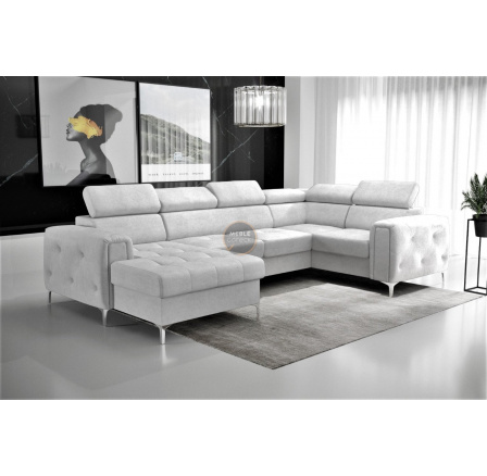 NAROŻNIK ORION MAX III Z FUNKCJĄ SPANIA 165x320x185 CM - Odcienie szarości , prawa