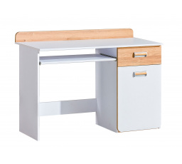 LORENTO L10 íróasztal, Briliáns Fehér/Nash Tölgy