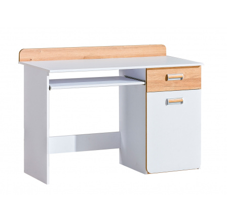 LORENTO L10 íróasztal, Briliáns Fehér/Nash Tölgy