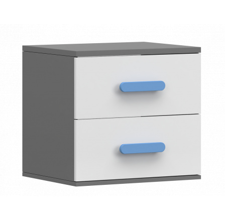 Éjjeliszekrény SMYK II - 22, Szürke/Fehér/Kék