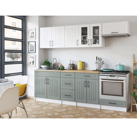 Kuchyňská linka Běla 240/240 bílá/sv.zelená MAT