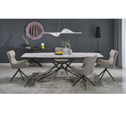 ALFREDO étkezőasztal, fehér márvány hatás / fekete